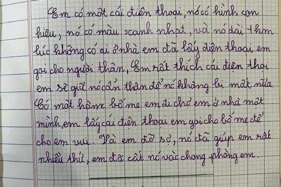 Văn tả điện thoại của bé tiểu học khiến dân mạng bật cười