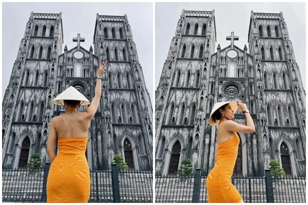 Phuong Trinh Jolie was stoned for posing in front of the church