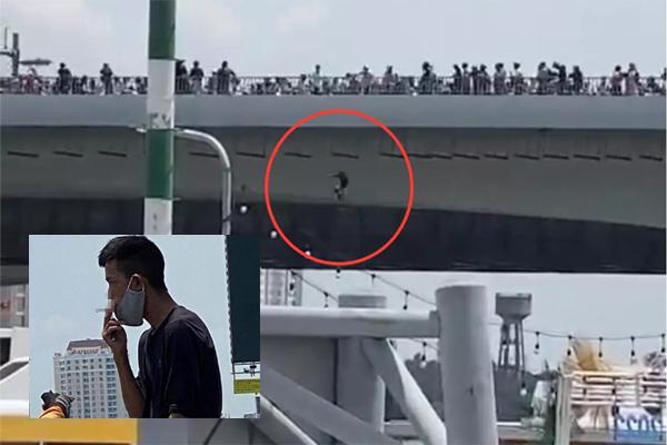 Young man holding a knife to jump from Saigon bridge is missing