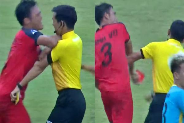 Player Ngo Anh Vu hit the referee because he got a red card