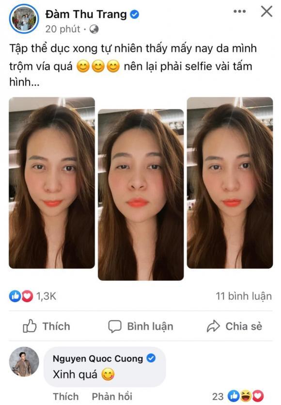 Dam Thu Trang released a photo showing off her beautiful visual, sobbing, Cuong Do La immediately complimented a sentence that was cool to hear-3