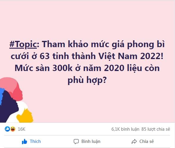 Dân mạng tranh cãi việc đi phong bì đám cưới với giá sàn 300k-1