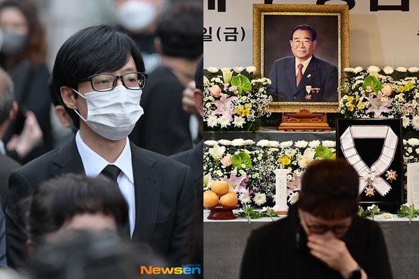 Yoo Jae Suk, Kang Ho Dong attend the funeral of the veteran male MC