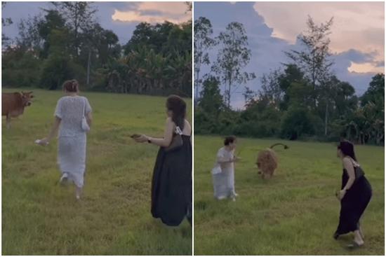 2 gái xinh chạy thục mạng vì lỡ 'nghịch dại' cầm roi trêu 1 nhân vật