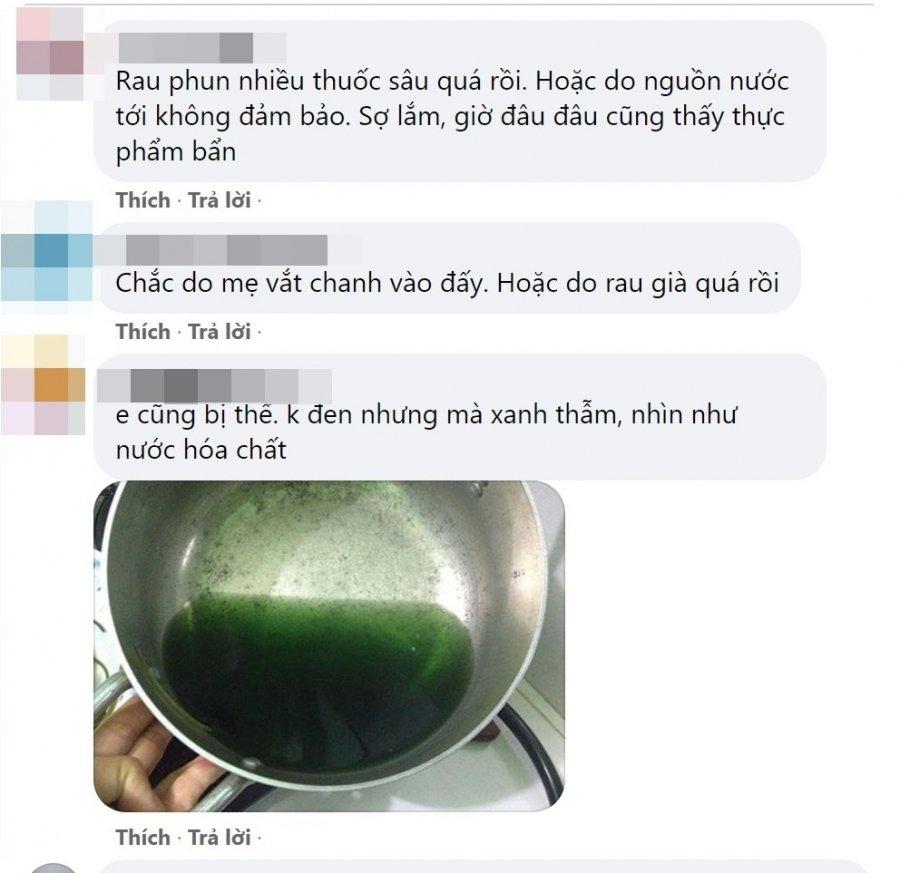 Nước luộc rau muống chuyển màu xanh đen có ăn được không?-1