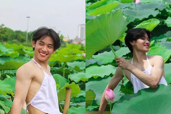 Các anh trai mặc váy, áo yếm, truổng cời bên đầm sen-9