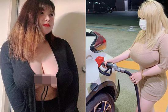 Hot girl Hải Dương đứng đổ xăng, vòng 1 khủng gây nhức nhối