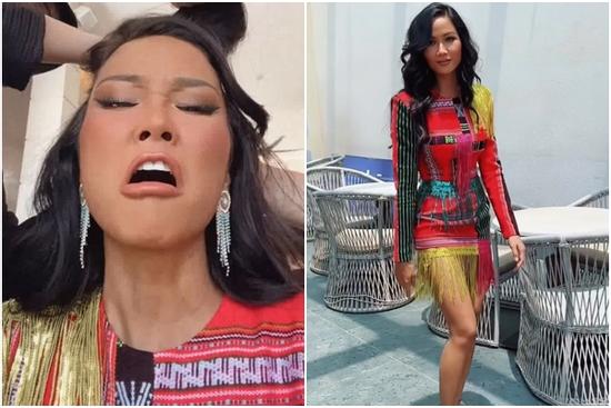 H'Hen Niê catwalk đứt cả dép, chịu đau để 'căng chỉ' cho mắt xếch