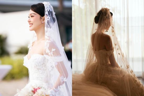 Cận cảnh bộ váy cưới 'đi ngược xu hướng' của Minh Hằng khi làm lễ