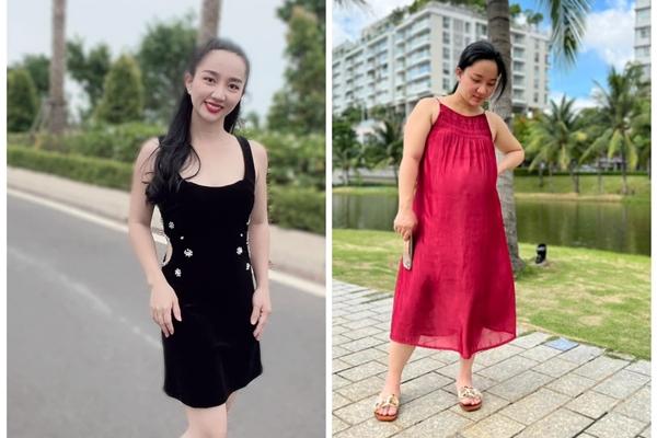 Vợ Lê Dương Bảo Lâm 9 tháng bầu mặc đúng 1 kiểu váy hàng chợ-9
