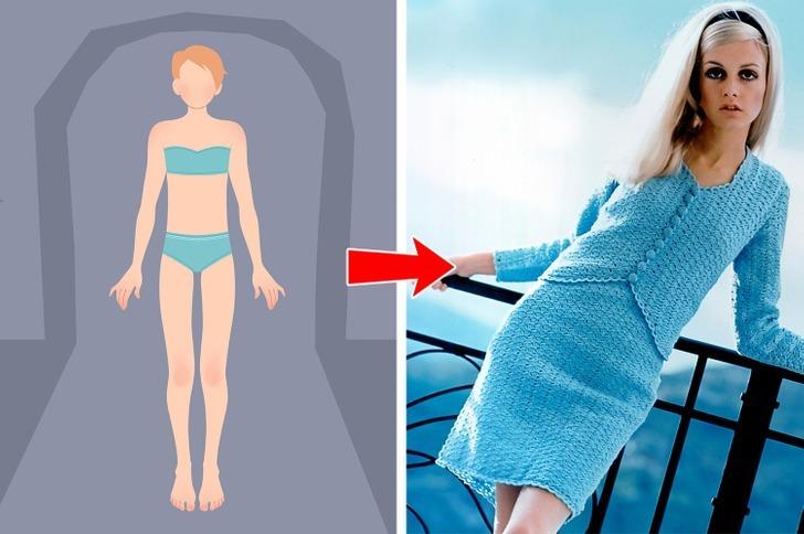 Thập niên 1960: Vào những năm 1960, thân hình siêu mỏng trở thành mốt. Những cô gái có vẻ ngoài mảnh mai, ngực nhỏ, hông hẹp được nhiều người ngưỡng mộ hơn cả.