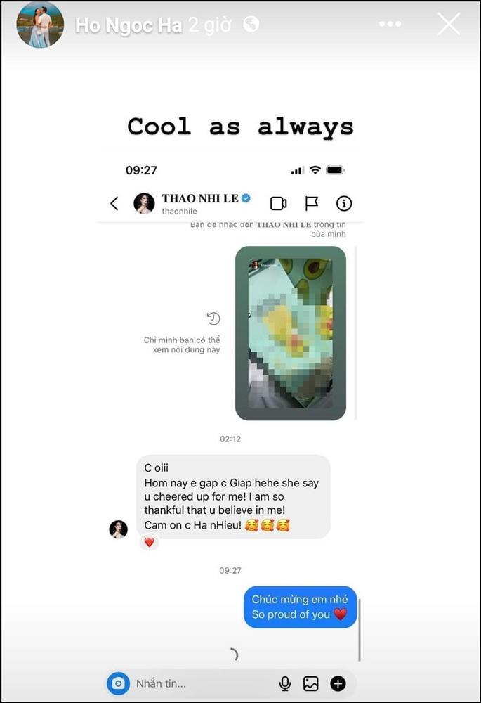 Hồ Ngọc Hà tung tin nhắn với Thảo Nhi Lê, nói gì về tân Á hậu?-2