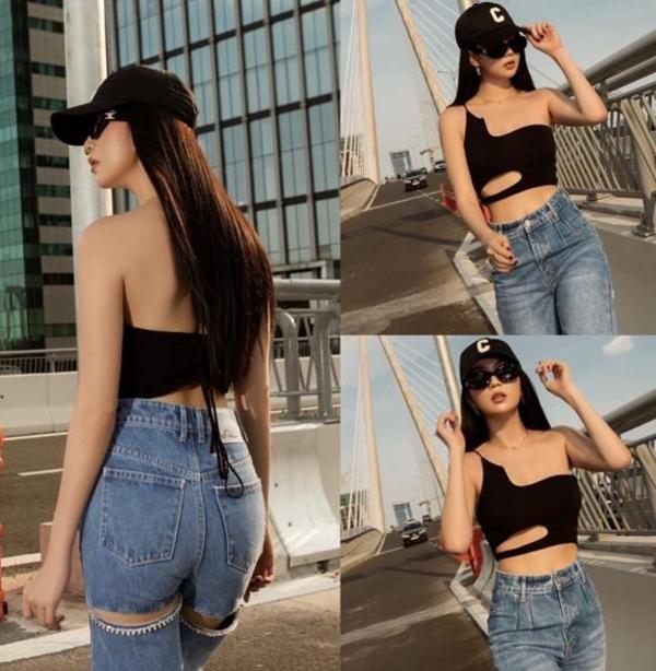 Ngọc Trinh khoe style dạo phố, cắt xẻ hiểm hóc phô phang body-1