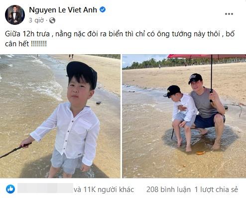 Việt Anh check-in ở biển với con trai, netizen: May không đi Tây Ban Nha-1