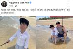 Việt Anh check-in ở biển với con trai, netizen: 'May không đi Tây Ban Nha'