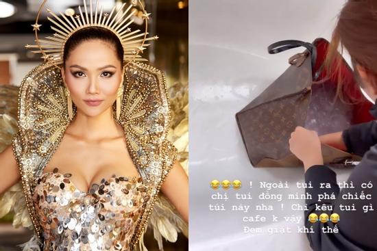 H'Hen Niê để mặc chị gái giặt chiếc túi 2000 USD như giặt giẻ lau