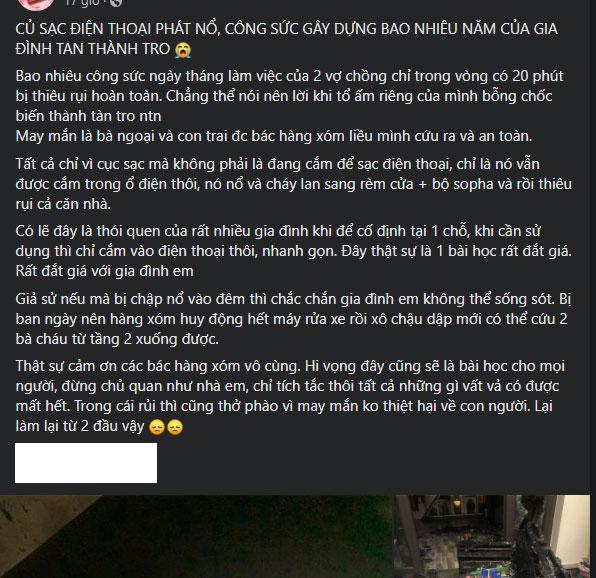 Cả gia sản bị thiêu rụi vì thói quen... không rút sạc điện thoại-1