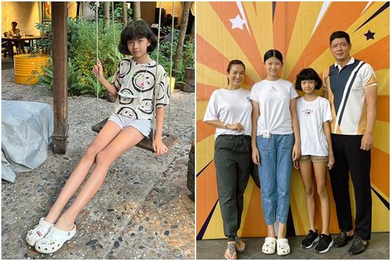 2 con gái của Bình Minh và Anh Thơ khoe đôi chân dài miên man
