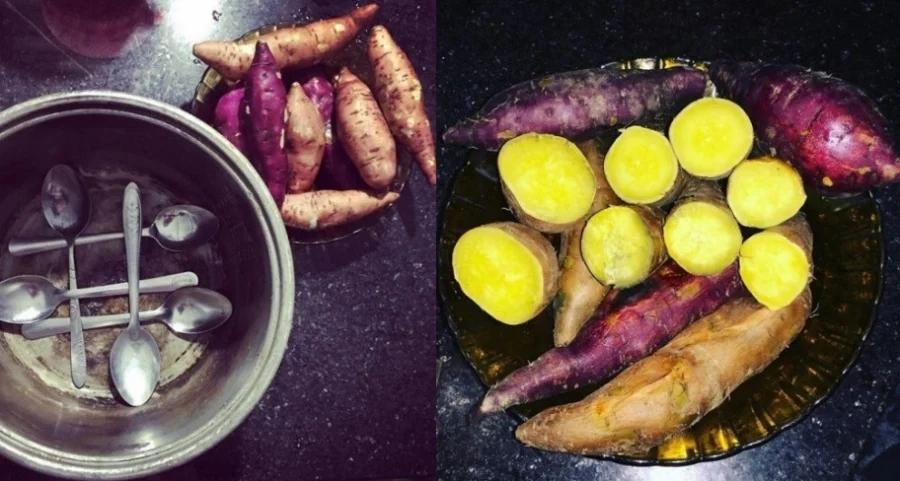 Mẹ bắt chước TikTok luộc khoai bằng thìa, con mở nắp vung tí thì xỉu-5