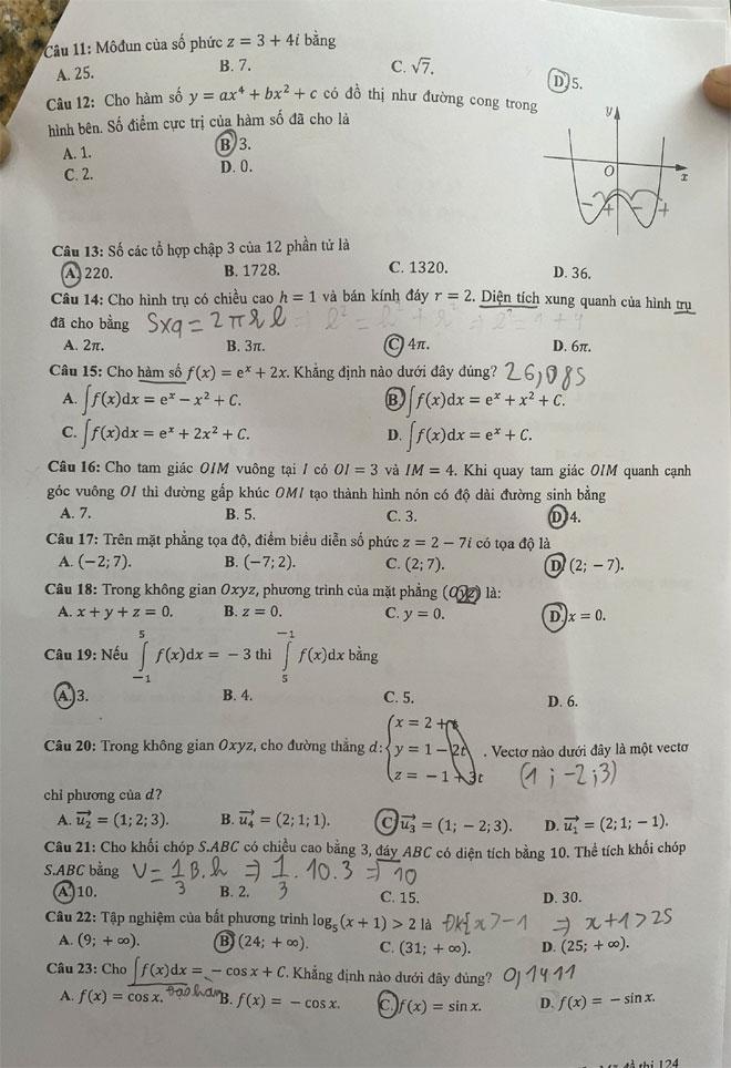 Đề môn Toán thi tốt nghiệp THPT 2022-3