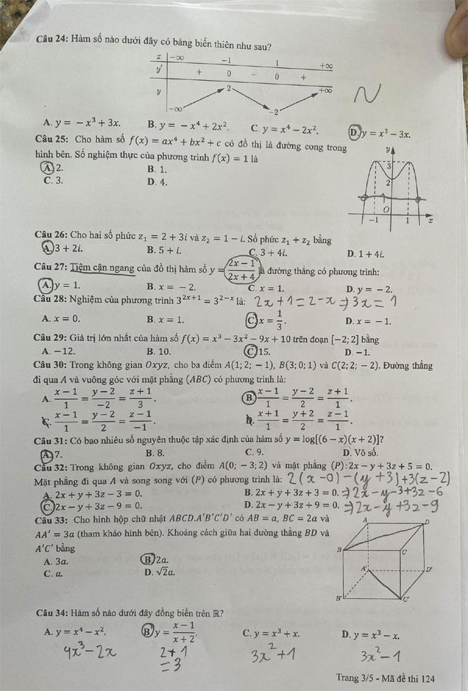 Đề môn Toán thi tốt nghiệp THPT 2022-4