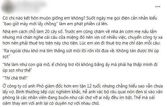 Ngán ngẩm mẹ giục lấy chồng, cô gái không ngờ vớ trúng sếp lớn-1