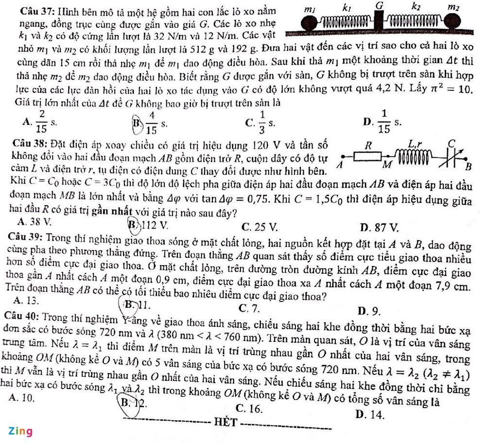 Thi tốt nghiệp THPT 2022: Đề thi và gợi ý đáp án môn Lý, Hóa, Sinh-5