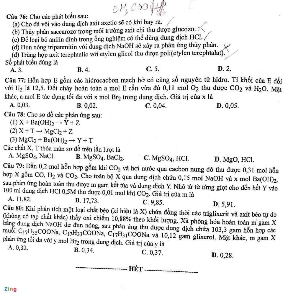 Thi tốt nghiệp THPT 2022: Đề thi và gợi ý đáp án môn Lý, Hóa, Sinh-10