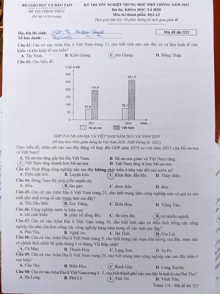 Thi tốt nghiệp THPT 2022: Gợi ý đáp án môn Lịch sử, Địa lý, Giáo dục Công dân-3
