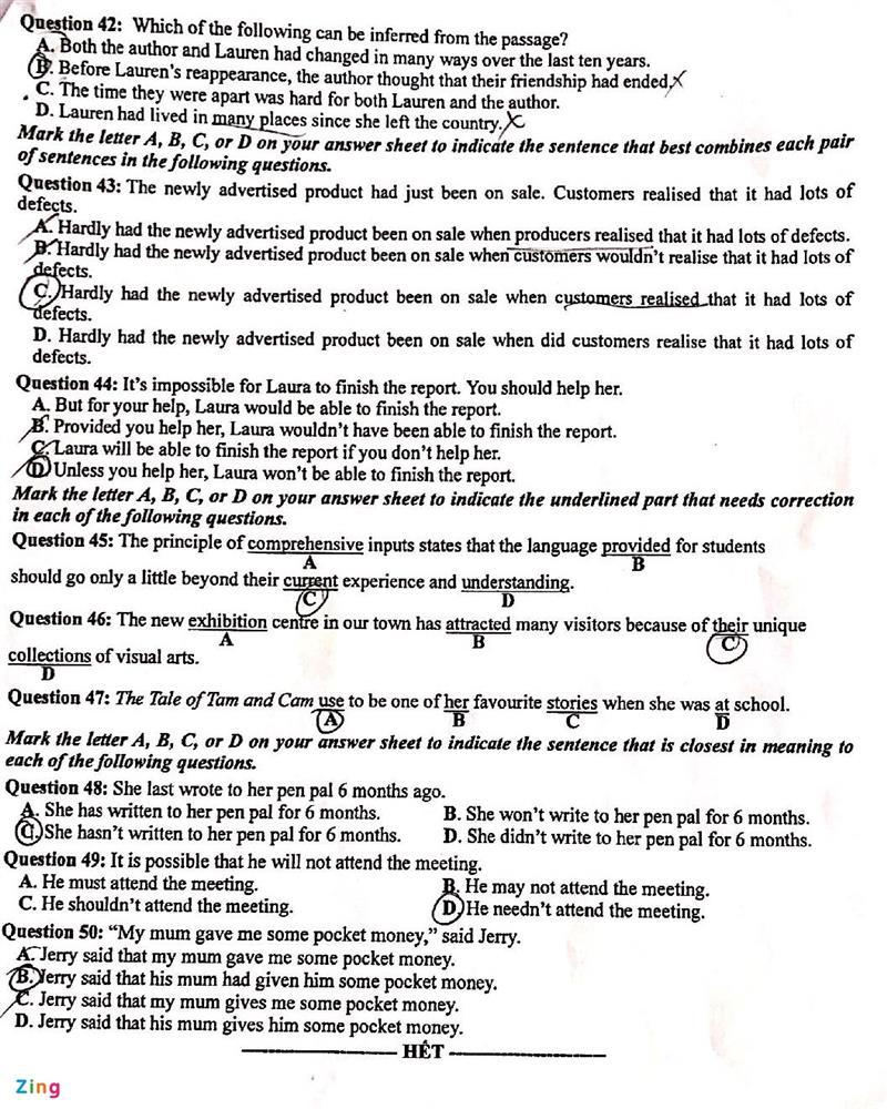 Đề thi và gợi ý giải đề tiếng Anh kỳ thi tốt nghiệp THPT 2022-5