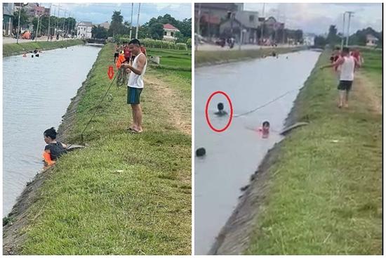 Chồng đưa vợ đi bơi buộc sợi dây dài vô tận chắc khiến dân mạng cười bò