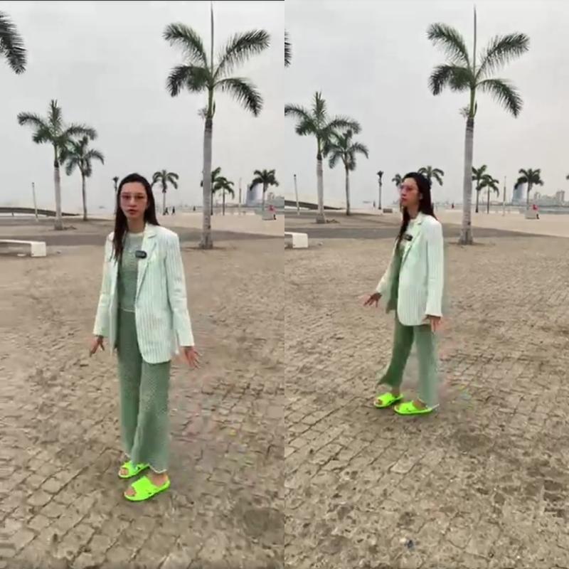 Thùy Tiên trưng mặt mụn, đi dép tổ ong 20.000 dạo phố Angola-4