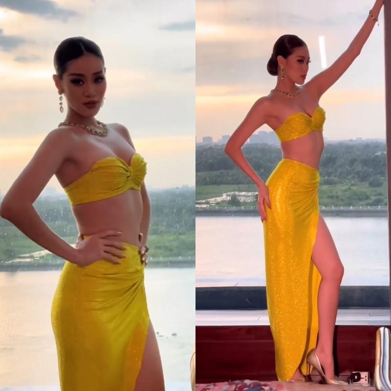 Khánh Vân mặc cắt xẻ, body ra sao so với lúc thi hoa hậu?-1