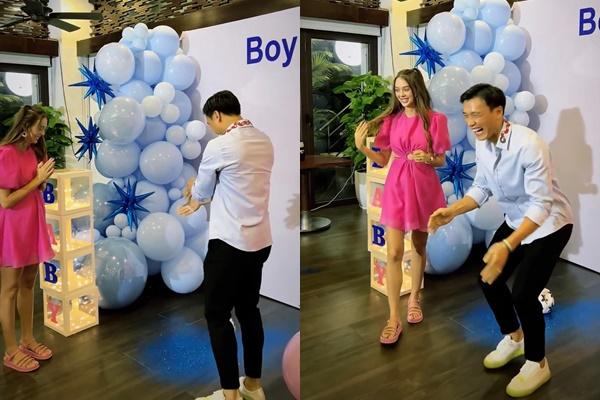 Bùi Tiến Dũng và vợ Tây tổ chức tiệc, lộ giới tính con đầu lòng-5
