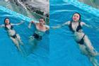 Đi bơi với BB Trần, nữ diễn viên Vbiz lộ bụng to đùng nghi mang bầu