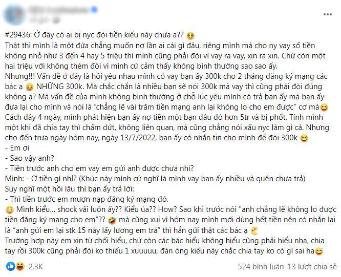 Trả giúp bạn gái 2 tháng tiền mạng, hết yêu chàng trai đòi lại 300k-1