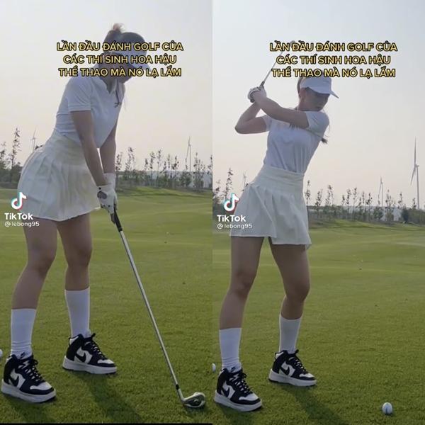 Lê Bống chơi golf mặc siêu ngắn, nhảy nhót suýt lộ điểm nhạy cảm-1