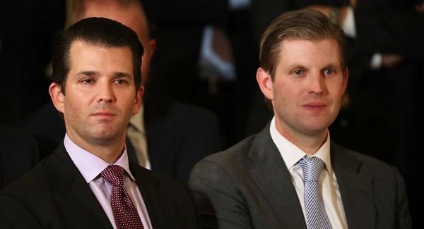 Người con cả Donald Trump Jr. nắm quyền lãnh đạo Trump Organization khi cha anh trở thành tổng thống. Ngoài Ivana, Donald Jr. cũng đến Nhà Trắng để đảm nhận vai trò cố vấn. Còn người còn lại, Eric Trump, giữ chức phó chủ tịch cho tập đoàn của gia đình. Anh còn sở hữu Nhà máy rượu Trump trực thuộc Eric Trump Wine Manufacturing LLC của riêng mình.