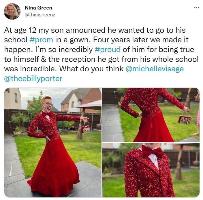 Bà mẹ gây bão mạng khi chia sẻ ảnh con trai mặc váy dự dạ hội-2