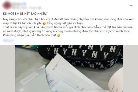 Mẹ trẻ khoe nhẹ chi phí sinh nở, phát hoảng 'trăm triệu chứ nhiêu'