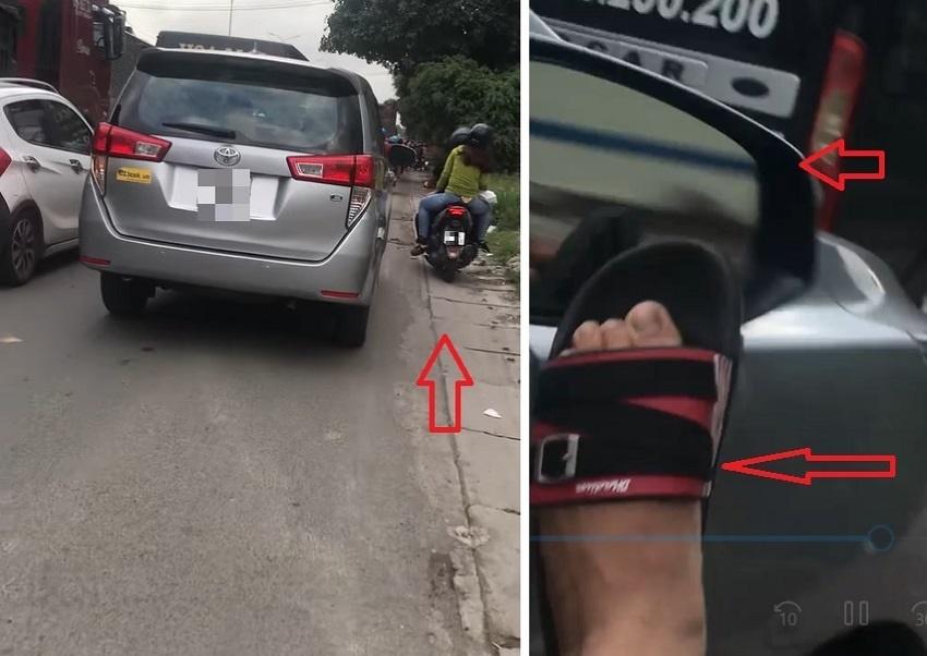 Ô tô lấn làn, nam thanh niên tức mình đạp gẫy luôn gương chiếu hậu-1