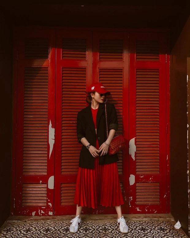 Sao Việt đi đâu nổi đấy nhờ mix đồ với chân váy đỏ-4