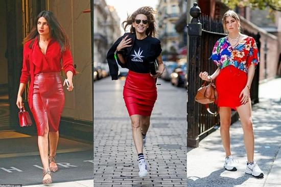 Chiêu phối đồ hack dáng với chân váy đỏ cực sang chảnh