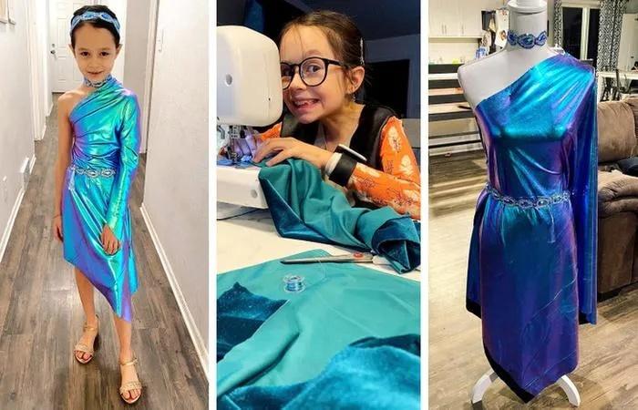 Cô bé 9 tuổi thiết kế váy chất lừ khiến bà trùm Vera Wang ấn tượng-1
