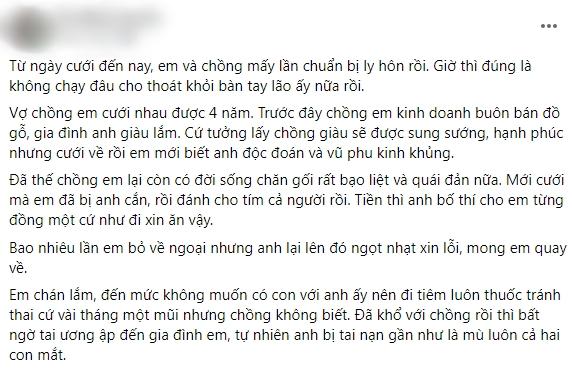Chồng mù thích chăn gối quái đản, vợ cứ đòi ly hôn lại cho 100 triệu-1
