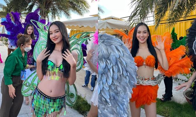 Thí sinh Miss World Vietnam 2022 mặc hở, uốn éo trên xe diễu hành-1