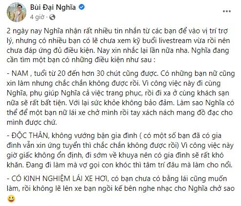 Đại Nghĩa đăng đàn tuyển trợ lý nhưng bị bình luận tục tĩu-2