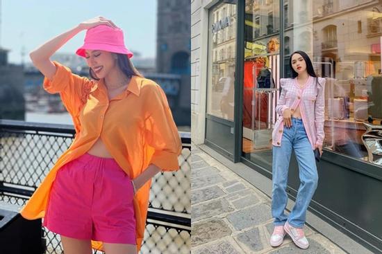 Hương Giang, Thùy Tiên mặc style 'lạnh bụng' phô vòng 2 ở châu Âu