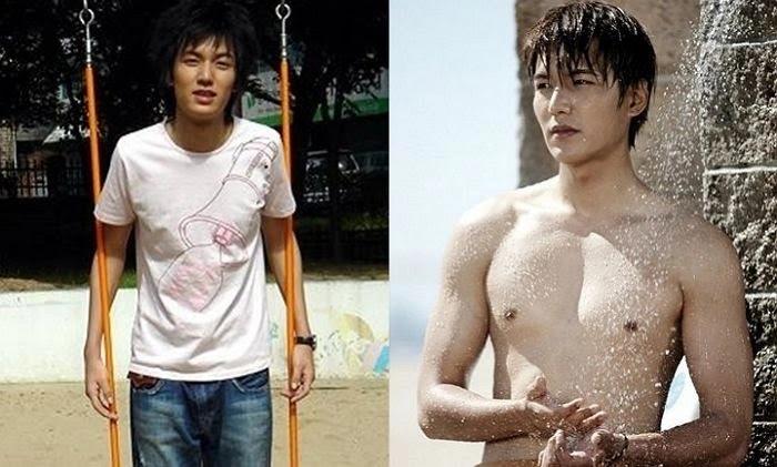 Trước khi ra mắt, nam diễn viên Lee Min Ho có thân hình mập mạp hơn là vạm vỡ. Do đó, anh chăm chỉ tập gym và hiện được biết đến với thân hình săn chắc, bờ vai rộng khỏe. Ảnh: Starbiz.