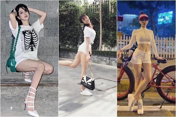 Đi biển, sao Việt mix đồ với short trắng khoe chân dài tới nách-9